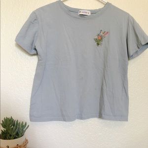 Blue embroidered tee